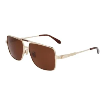 FERRAGAMO Titanium Aviator Sunglasses Men's Gold