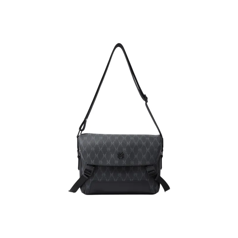FION Mountain And Sea Journey Series Artificial Leather Crossbody Bag Men's Classic Black-1