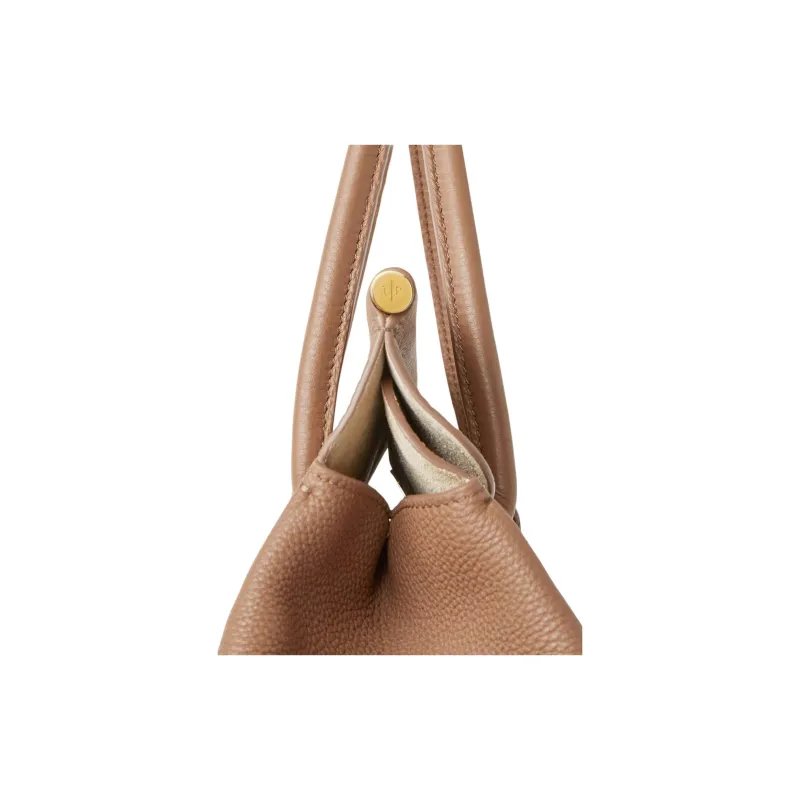Loro Piana Cow Leather Shoulder Bag Crossbody Bag Handbag Women's Fossil Color Multicolor Gold-5