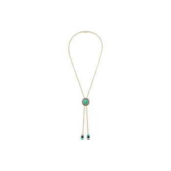 CARTIER White Gold Gold Green Chalcedony Onyx Diamond Necklaces Women's Green