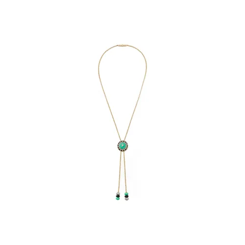 CARTIER White Gold Gold Green Chalcedony Onyx Diamond Necklaces Women's Green