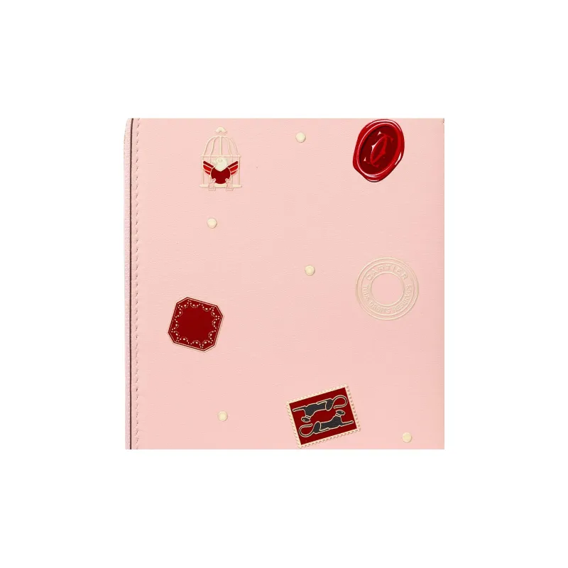 CARTIER Calfskin Cell Phone Pouch Women's Light Pink Red-5