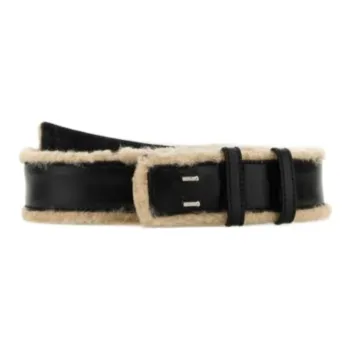 DRIES VAN NOTEN Leather Belt Men's Black Width 3.5CM