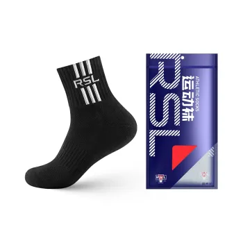 RSL Minimalist Style Stripes 3 Stripes Couple Versatile Crew Socks Unisex 1 Pack Black