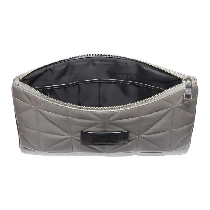 COACH Pouch Quilting Leather Handbag Clutches Large Size Men's Gray-1
