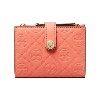 TORY BURCH T Monogram Leather Wallet Women's Coral Pink