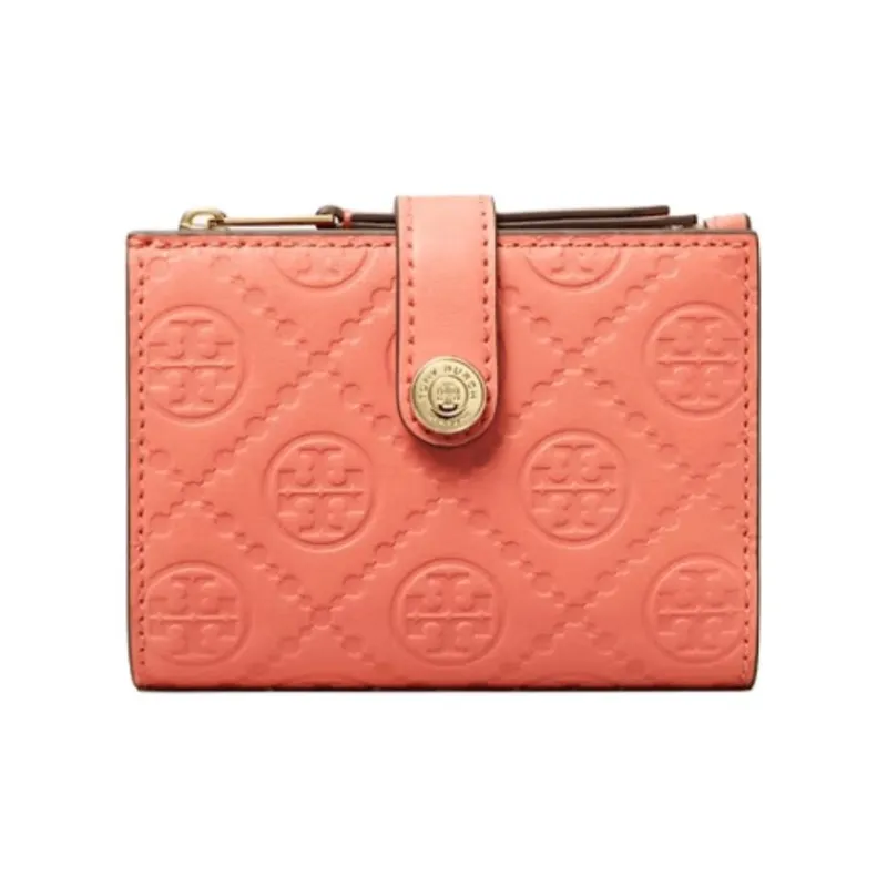 TORY BURCH T Monogram Leather Wallet Women's Coral Pink-0