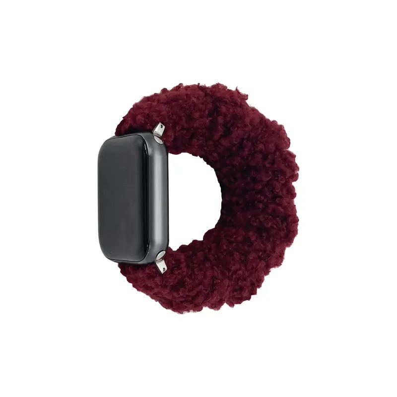 MSSM Watch Band Apple Compatibility Teddy Curl Hair Tie Material-3
