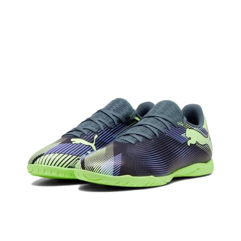 PUMA FUTURE 7 PLAY Anti Slip Wear Resistant Soccer Shoes Men's Gray Purple Green-2