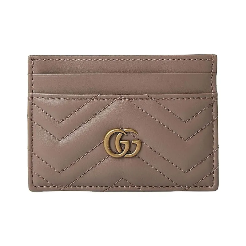 GUCCI Quilting Leather Card Clip Card Holder Women's Nude Pink-0