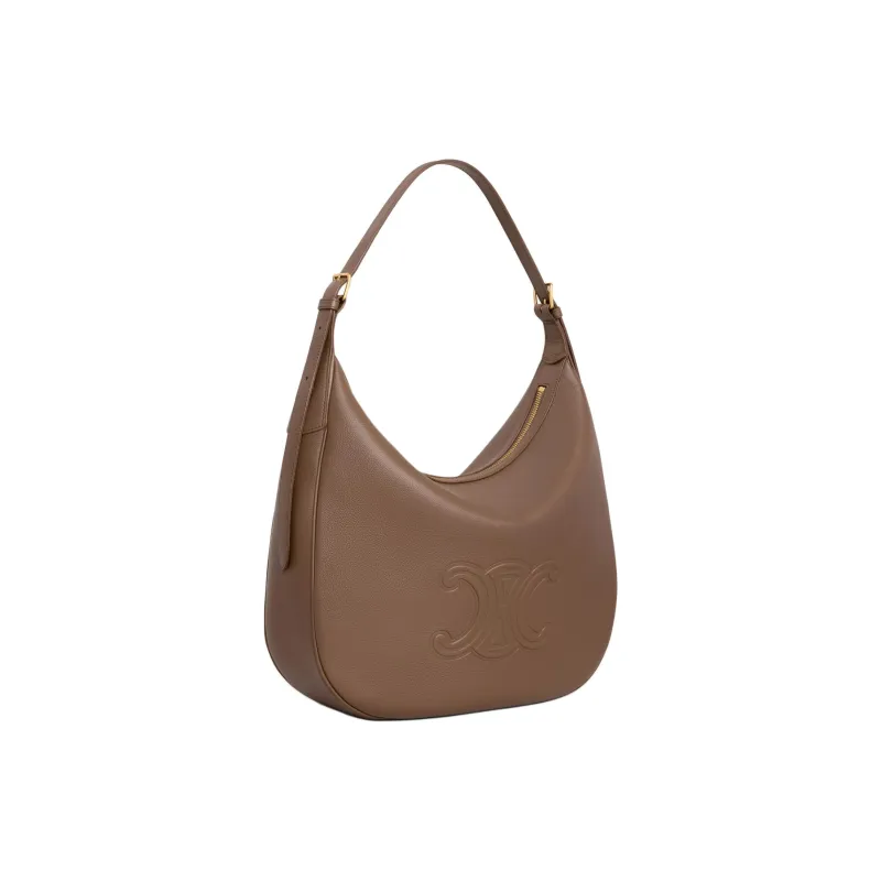 CELINE Cuir Triomphe Calfskin Shoulder Bag, Handbag, Shoulder Bag Large Size Women's Brown-1