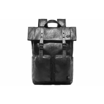 CHUSAN Water-Repellent Peanuts Texture PVC Minimalist Style Casual Commute Backpack Regular Unisex Black