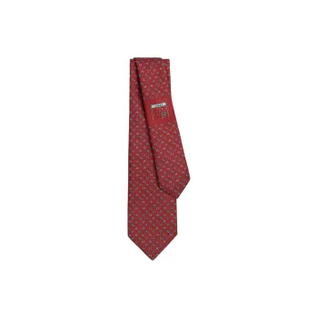 HERMES Mulberry Silk Ties Men's Burgundy