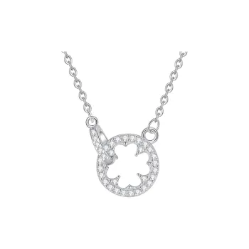 Ascending S999 Fine Silver Synthetic Cubic Zirconia Necklaces Women's Silvery/rose Gold