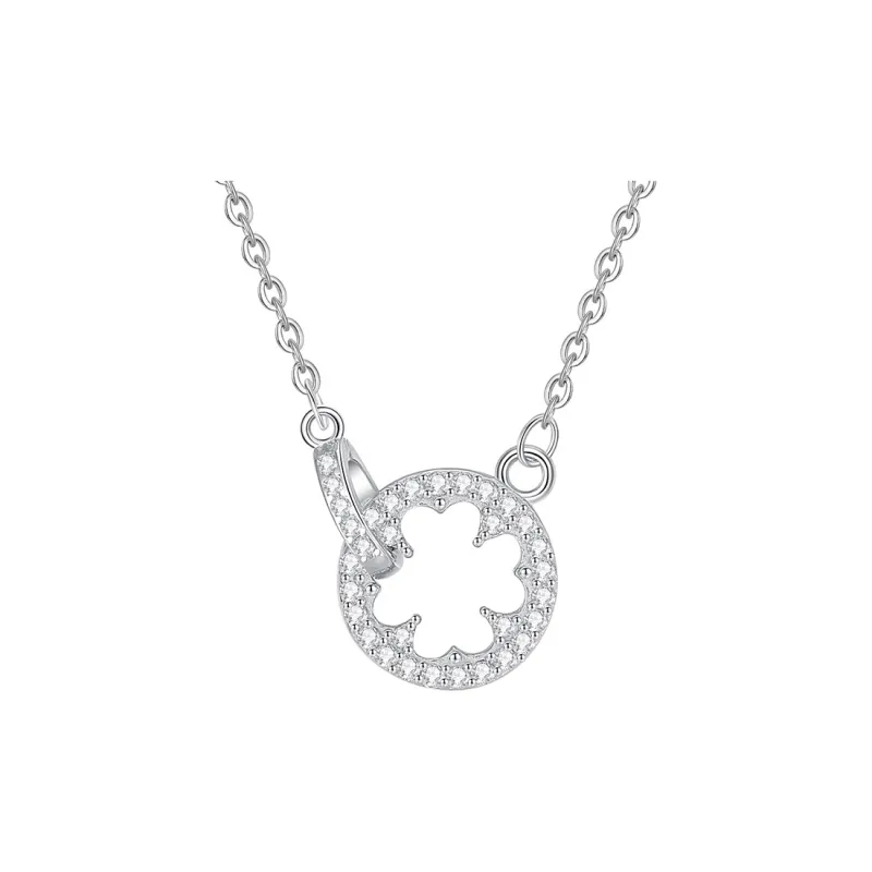 Ascending S999 Fine Silver, Synthetic Cubic Zirconia Necklaces Women's Silver White/Rose Gold-0