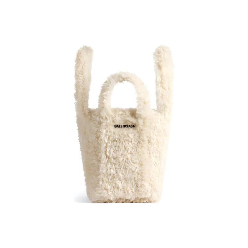 Balenciaga Everyday Rolled Faux Fur One Shoulder Handbags Extra Small Women's Light Beige-0