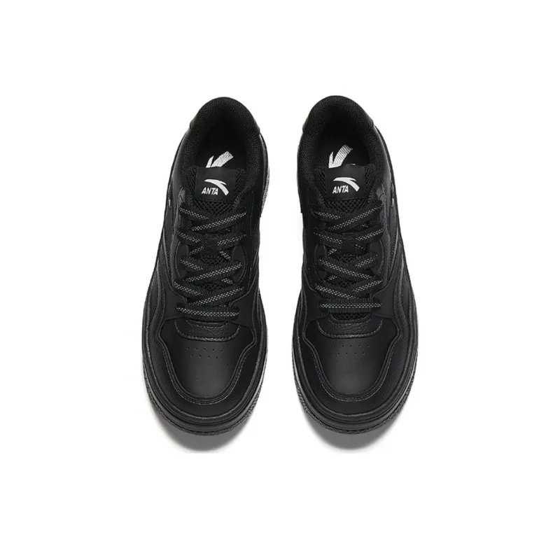 Anta Street Naughty Anti Slip Wear Resistant Breathable Height Increasing Low Top Skateboard Shoes Men's Basic Black-3