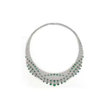 CARTIER White Gold Emerald Diamond Necklaces Women's Green