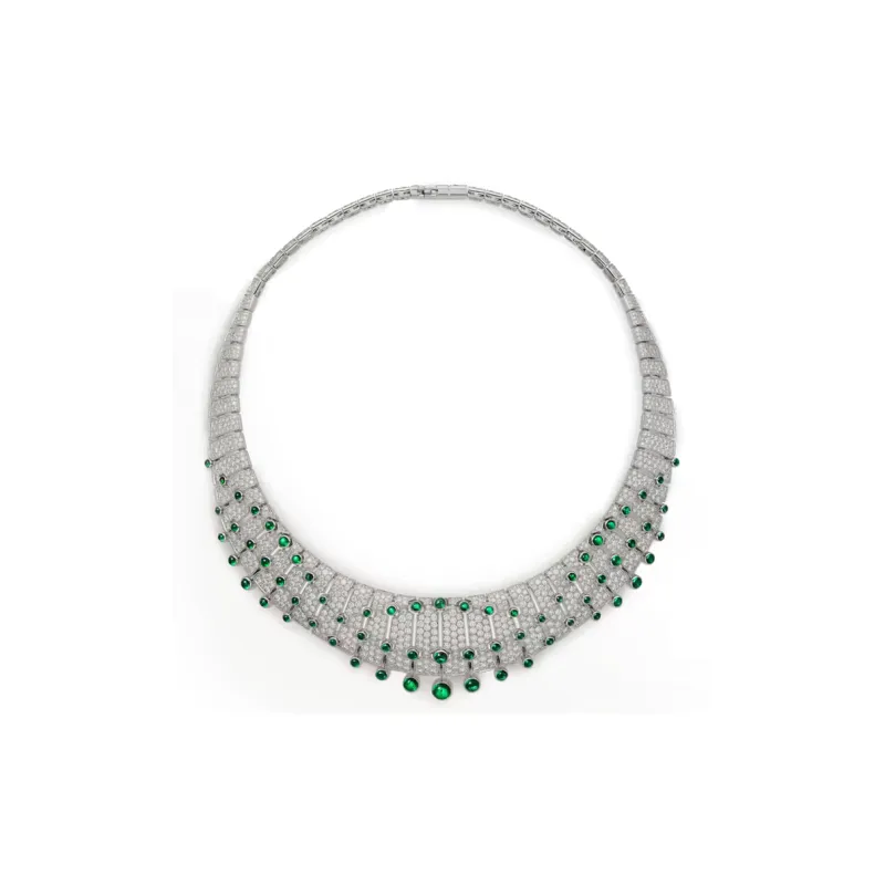 CARTIER White Gold Emerald Diamond Necklaces Women's Green-0