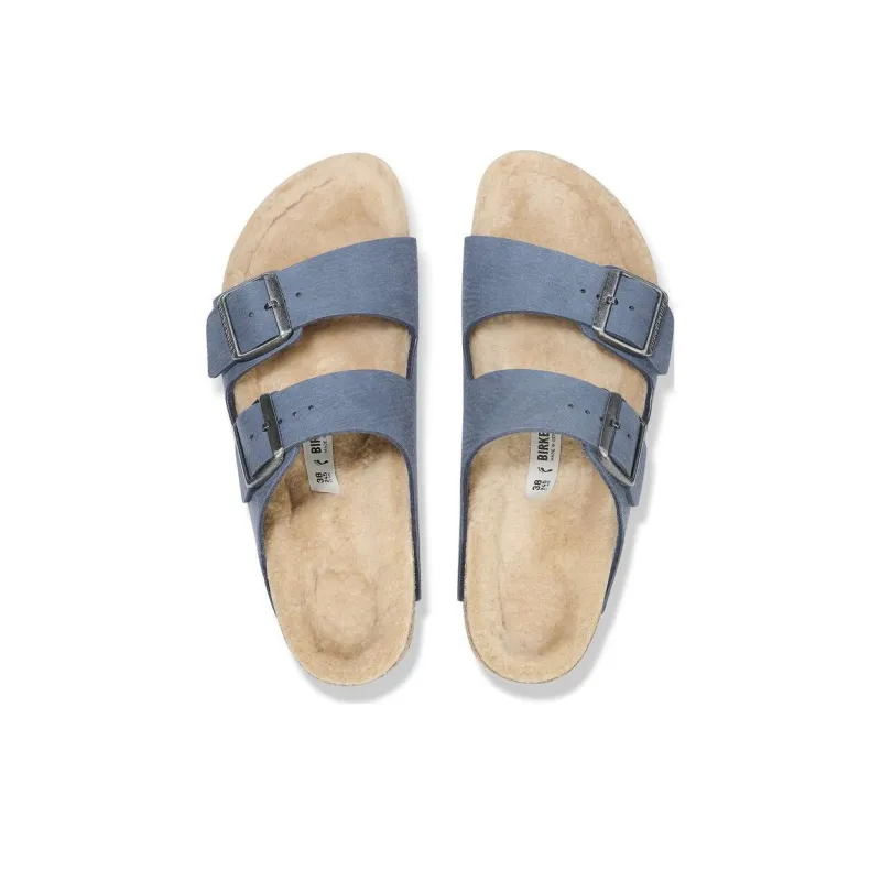 Birkenstock Arizona Shearling EVA Slip-Resistant Slide Slippers Unisex Blue Narrow Fit-4