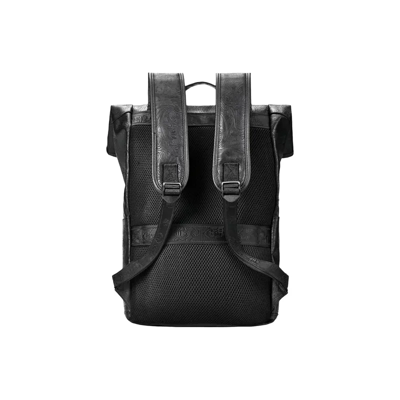 CHUSAN Water Repellent Peanuts Texture PVC Minimalist Style Casual Commute Backpack Regular Unisex Black-2