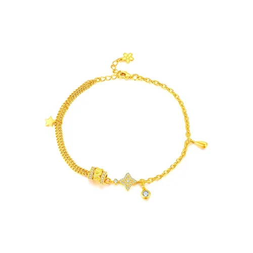 Gold Of China Lucky Star, Vintage Creative Gilded Stars Premium Feel Solid Gold 999 Priced In Gram Bracelets Unisex