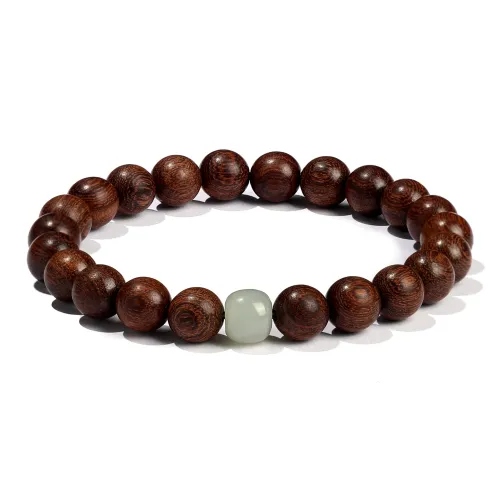 Xiang Yin Golden Sandalwood Fortune Comes Buddhist Bead Beaded Bracelet Unisex