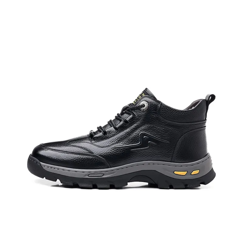 ΛOLUNKΛ Slip-Resistant Mid-Top Casual Shoes Men's Black-0