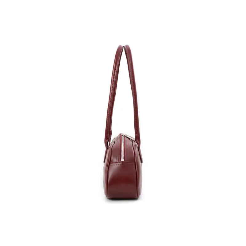 Vigno Synthetic Leather Shoulder Bag Regular Women's Red/Elephant Gray/Black-3