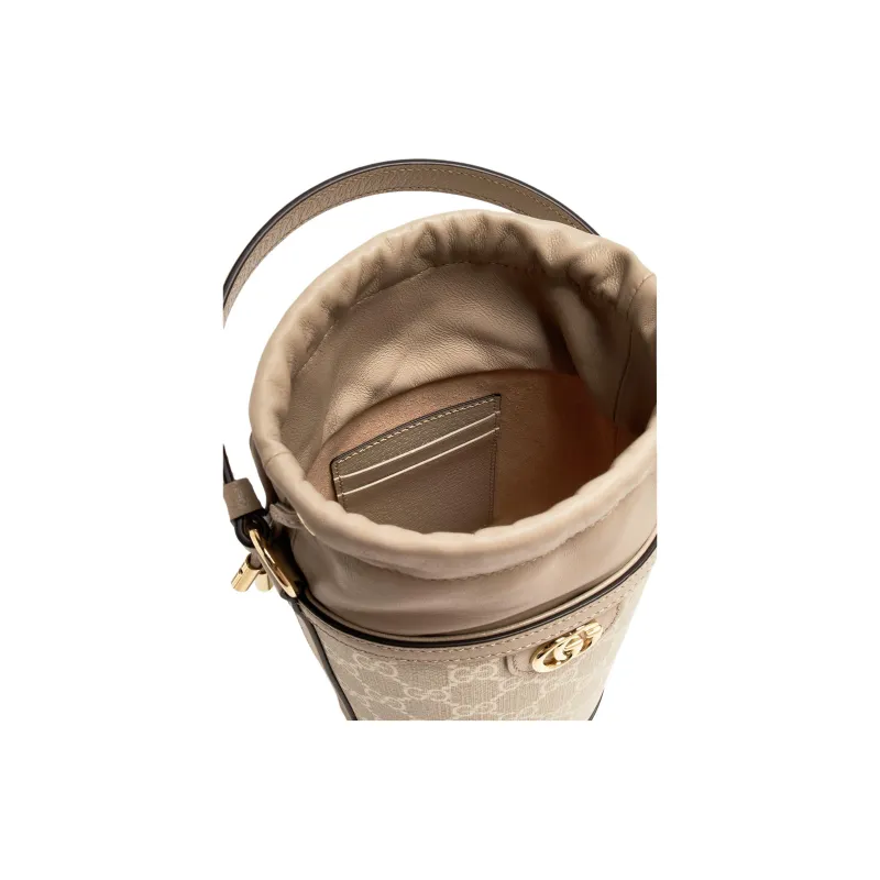 GUCCI Ophidia Canvas With Leather Bucket Bag, Shoulder Bag, Crossbody Bag, Handbag Mini Women's Beige & White-3
