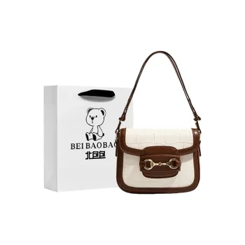 North Pack PU Shoulder Bag Crossbody Bag Small Size Women's White & Brown/Black