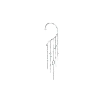 BABYBEI 925 Sterling Silver Pearl No Hole Fairy Advanced Flowing Tassel Long Earrings Hoop Earrings Women's