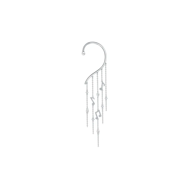 BABYBEI 925 Sterling Silver Pearl No Hole Fairy Advanced Flowing Tassel Long Earrings Hoop Earrings Women's-0