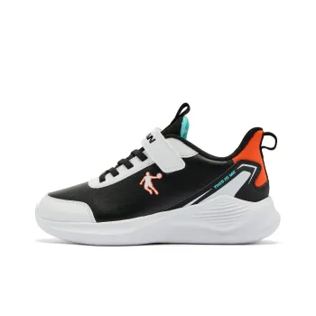QIAODAN Anti Kick And Wear Resistant Low Top Kids' Running Shoes Black Orange Teenagers
