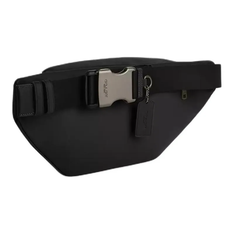 COACH Smooth Calf Leather Fanny Pack Large Size Men's Black-1