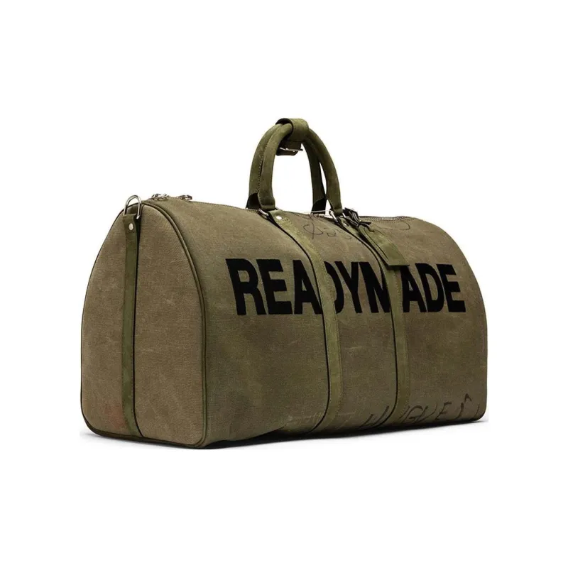 READYMADE Textile One Shoulder Crossbody Portable Travel Bag Large Size Unisex Olive Green-1