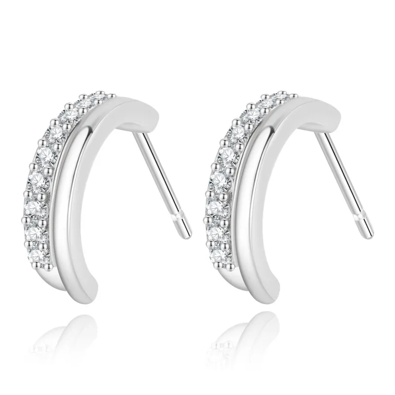 MOLADY S925 Silver Stud Earrings Women's-0