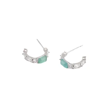 Vegetarian S925 Silver Stud Earrings Women's Turquoise