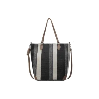 Yalu Fabric Shoulder Bag, Crossbody Bag, Handbag Regular Women's Black/Ecru/Green