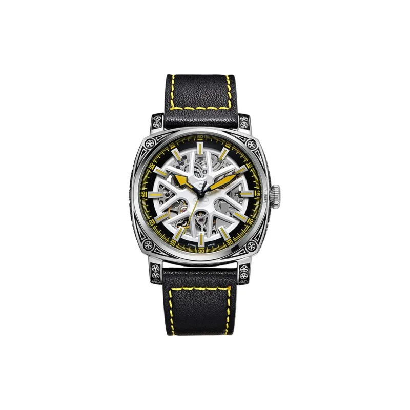 BOUX Brogues Cut Out Collection Automatic Mechanical Movement Watch Men's Watches Cut Out Dial-0
