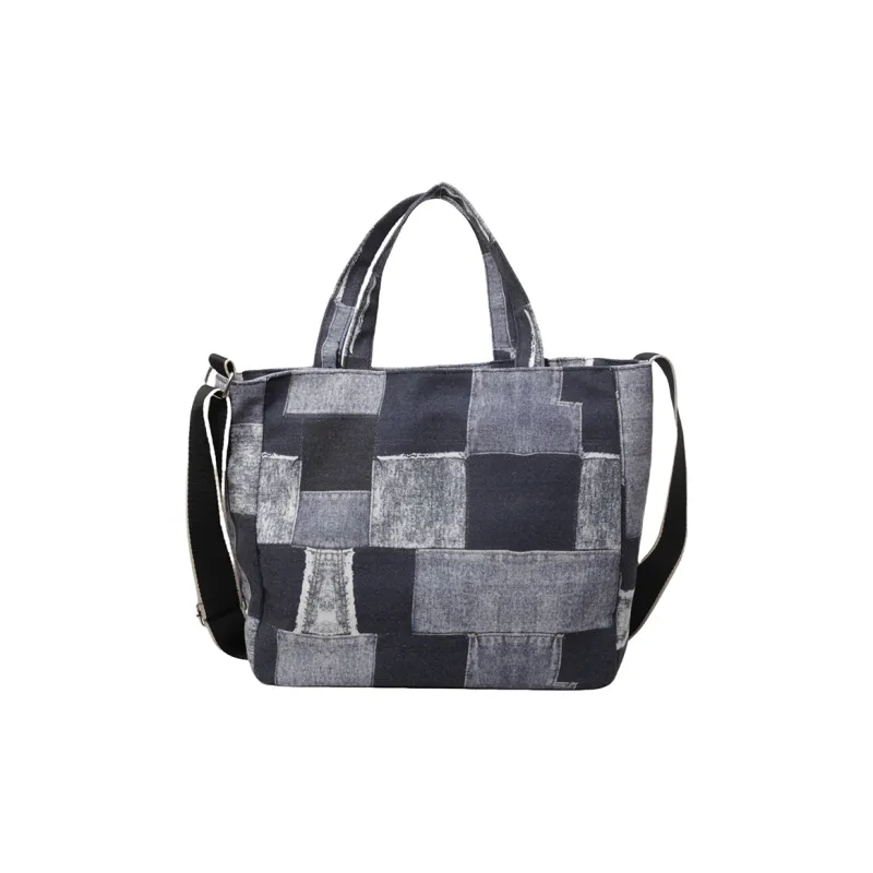 Yalu Fabric Tote One Shoulder Handbag Regular Women's Blue/Brown/Black-5