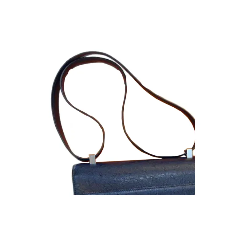 HERMES Verrou Ostrich Leather Shoulder Bag Crossbody Bag Women's Blue-3