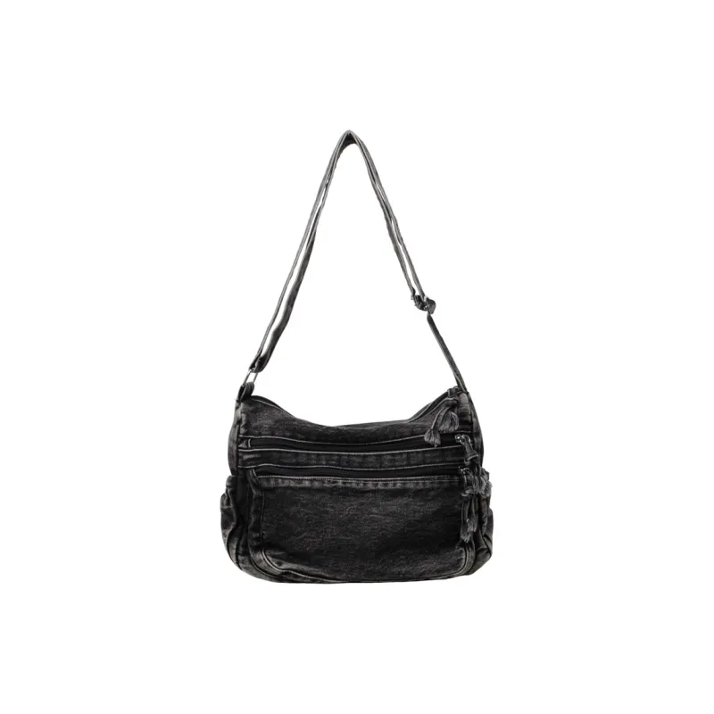 Yalu Denim Shoulder Bag Regular Women's Black/Light Blue/Dark Blue-0