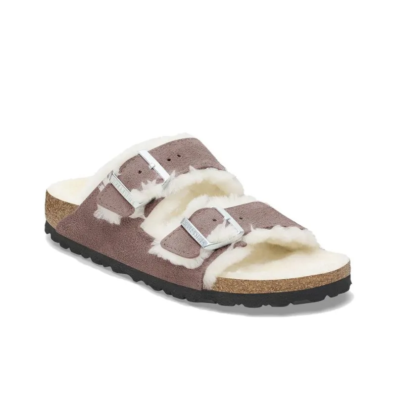 Birkenstock Arizona Shearling Slip-Resistant Slide Slippers Women's Purple Regular-2