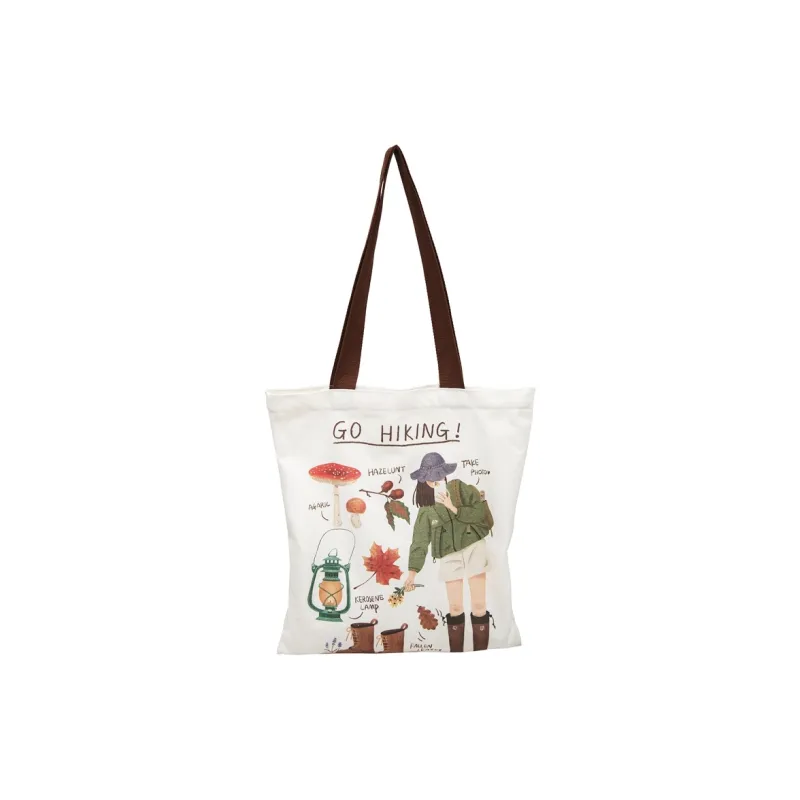 Gorora Canvas Tote Handbag, Shoulder Bag Regular Women's White-0