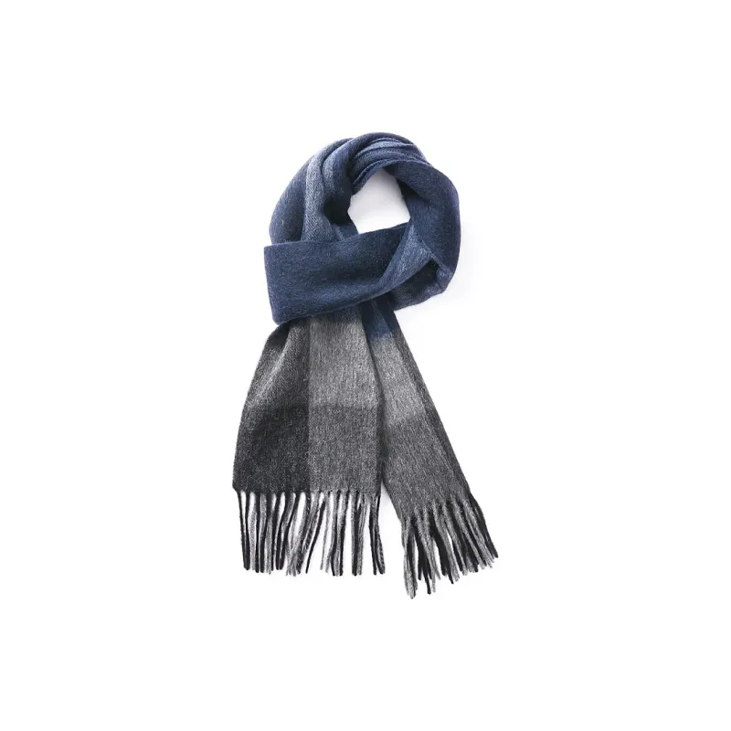 PIERRE CARDIN Wool Knit Scarves Unisex Gray Blue/Black White-0