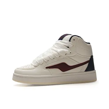 STUR YSN Wear resistant And Lightweight High Top Skateboard Shoes Unisex White Burgundy