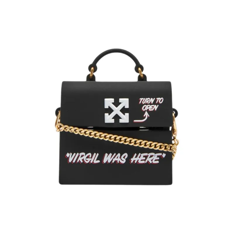 OFF-WHITE Polycarbonate Protective Case Portable Crossbody Bag Shoulder Bag Earphone Case Women's Black-1
