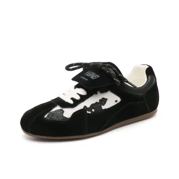 RED DRAGONFLY Flat Shoes Lightweight And Breathable Low Top Casual Shoes Women's Black Camel