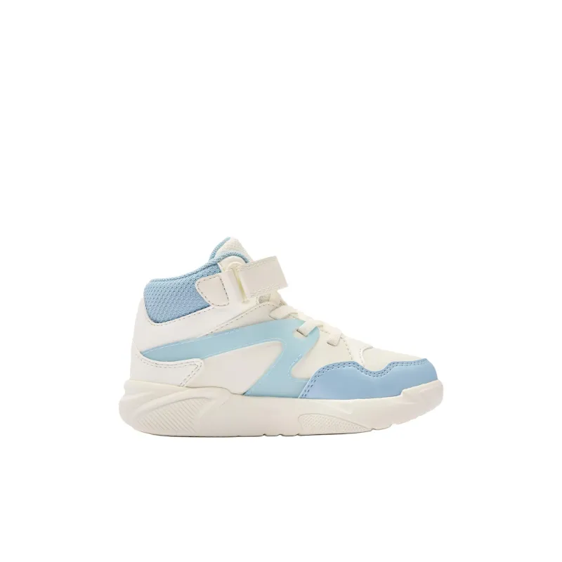 QIAODAN Anti Slip Wear Resistant High Top Kids' Skateboarding Shoes Ivory Moonlit Blue Children Aged 3 7 Years Old-1